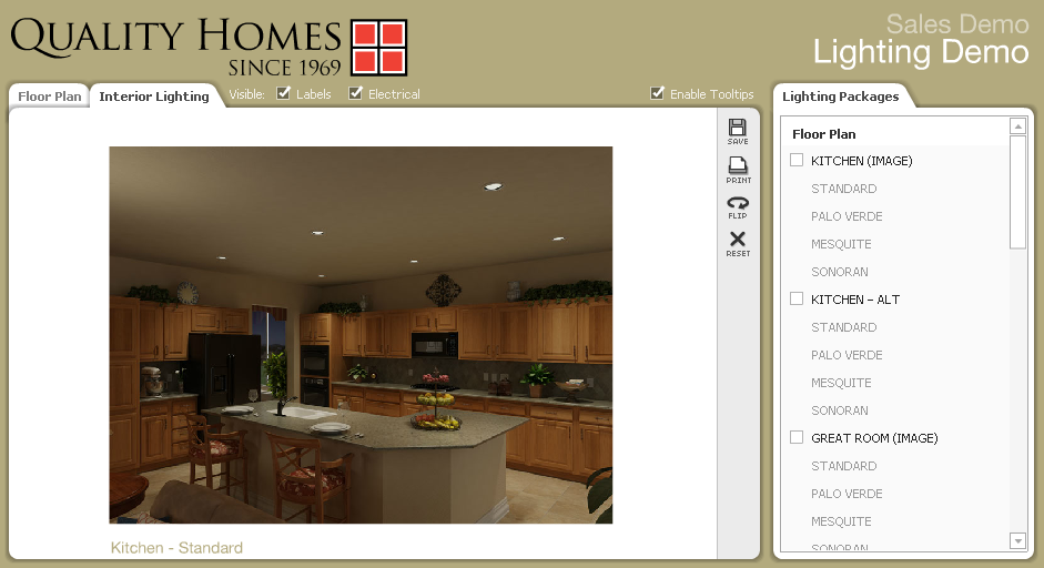 Virtual Design Tool. Remotely customize the lighting of every room in your new house.